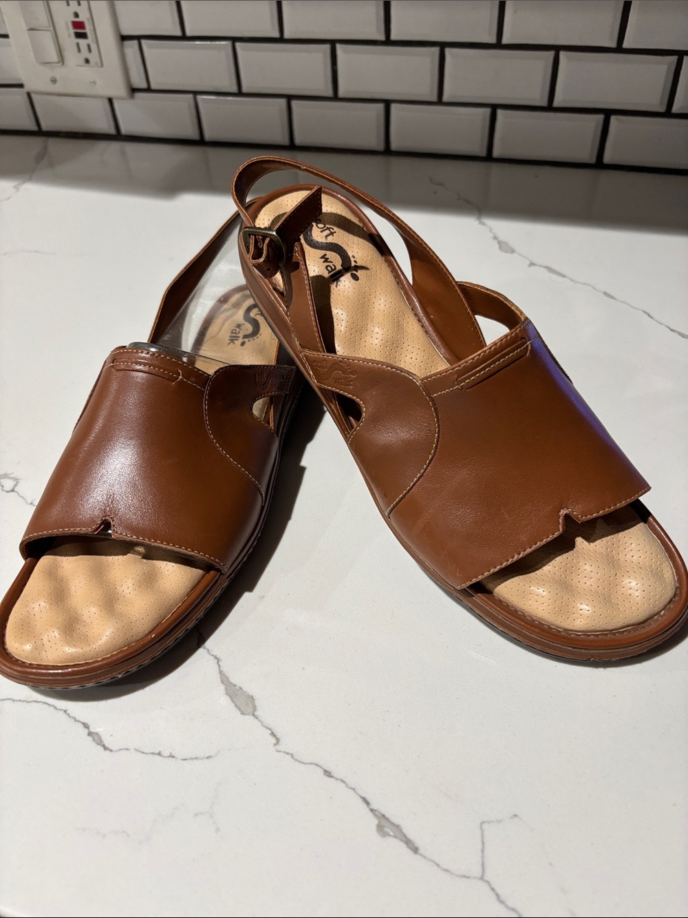 SoftWalk La Mesa Women’s Brown Leather Orthopedic Comfort Sandals NWOT Sz 10
